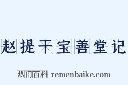 赵提干宝善堂记是什么意思的图片